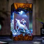 Mononoke San Wolf Resin Lamp Handmade Epoxy Night Light