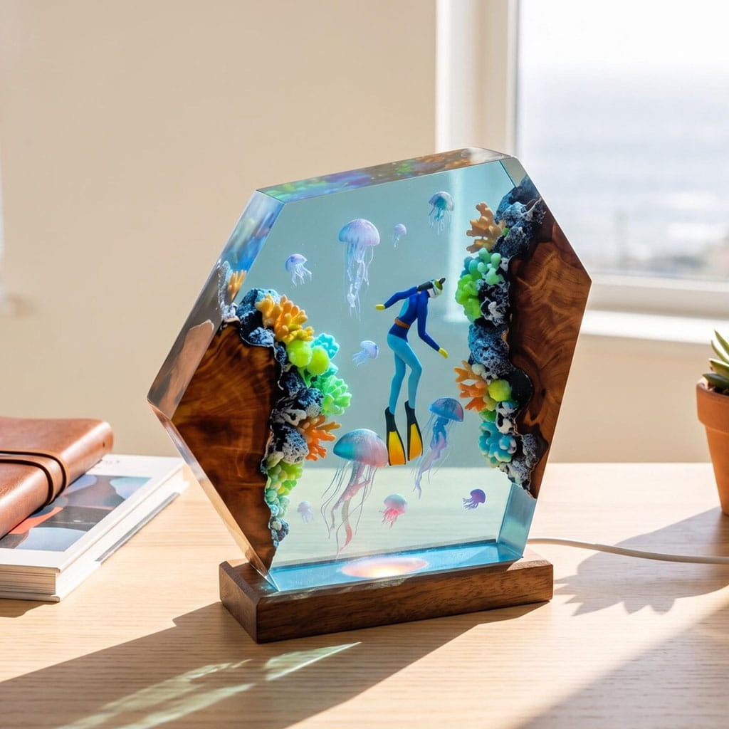 Ocean Diver Resin Lamp by Sunny Window
