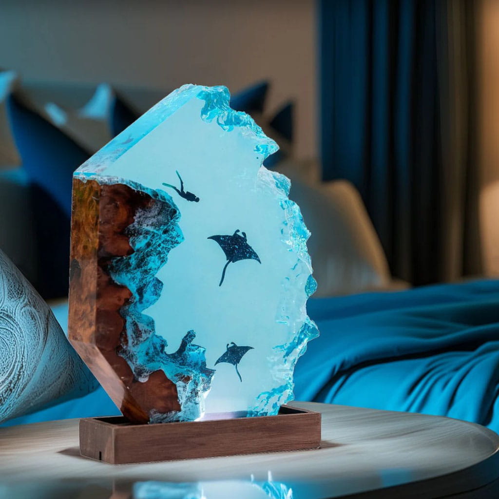 Ocean Wave Resin Lamp Living Room Decor
