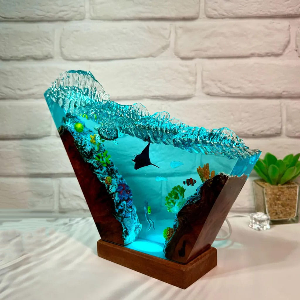 Ocean Wave Resin Lamp Manta Ray Light