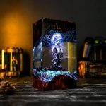 Omen Valorant Epoxy Resin Lamp Handmade Gaming Night Light Blue Glow