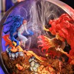One Piece Night Light Resin Epoxy Akaza vs Rengoku Close Up