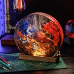 One Piece Night Light Resin Epoxy Akaza vs Rengoku Round Lamp