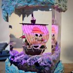 One Piece Resin Lamp Thousand Sunny Ship Pink Light