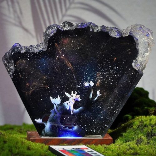 Ori Epoxy Resin Lamp Ori and the Blind Forest Handmade Epoxy Night Light Blue Glow