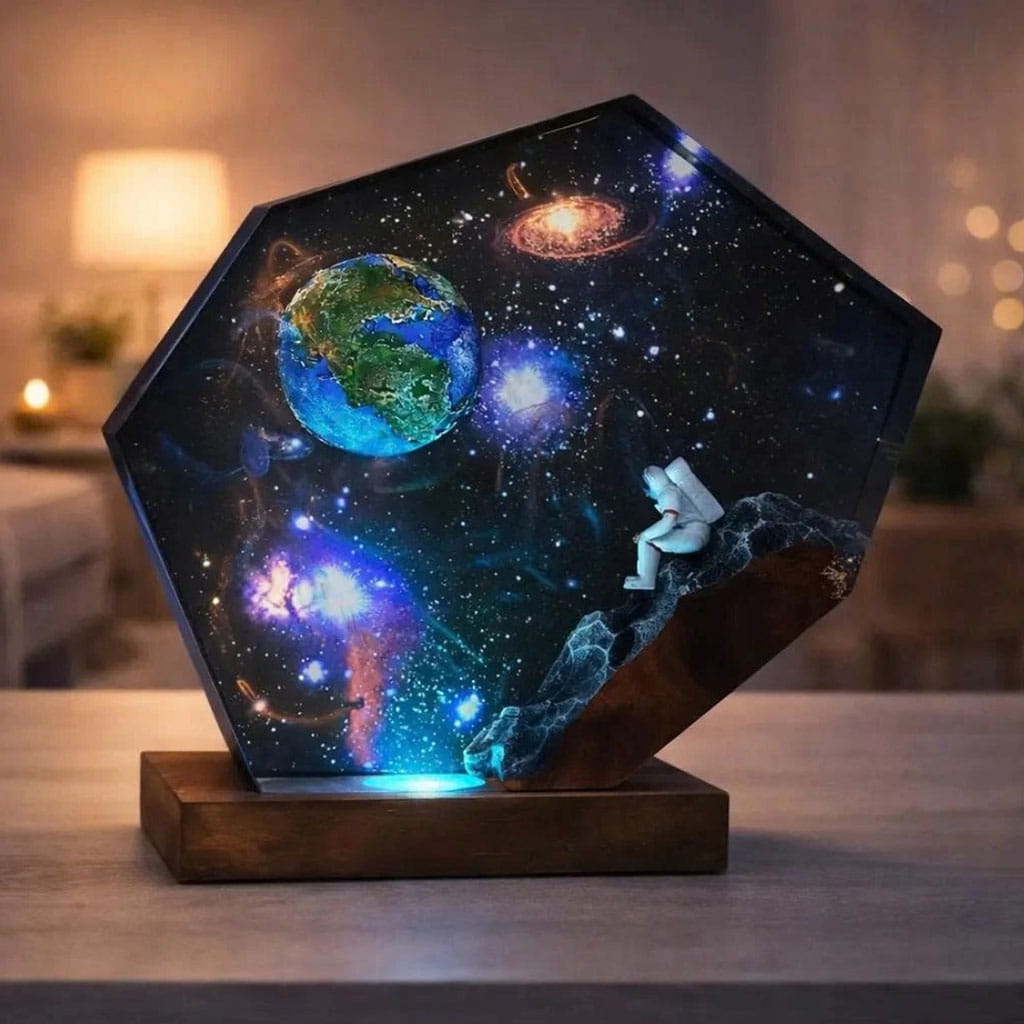 Personalized Earth Astronaut Resin Lamp