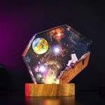 Pink Glow Earth Space Resin Night Light