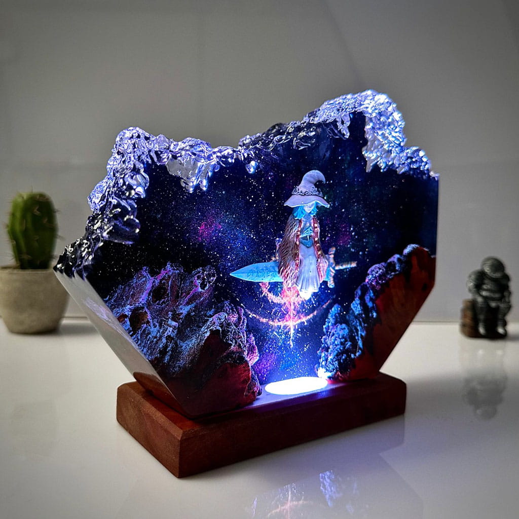 Ranni Resin Lamp Elden Ring Handmade Epoxy Night Light Angle View