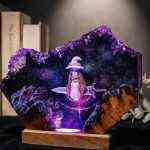 Ranni Resin Lamp Elden Ring Handmade Epoxy Night Light Galaxy Purple Dark Room