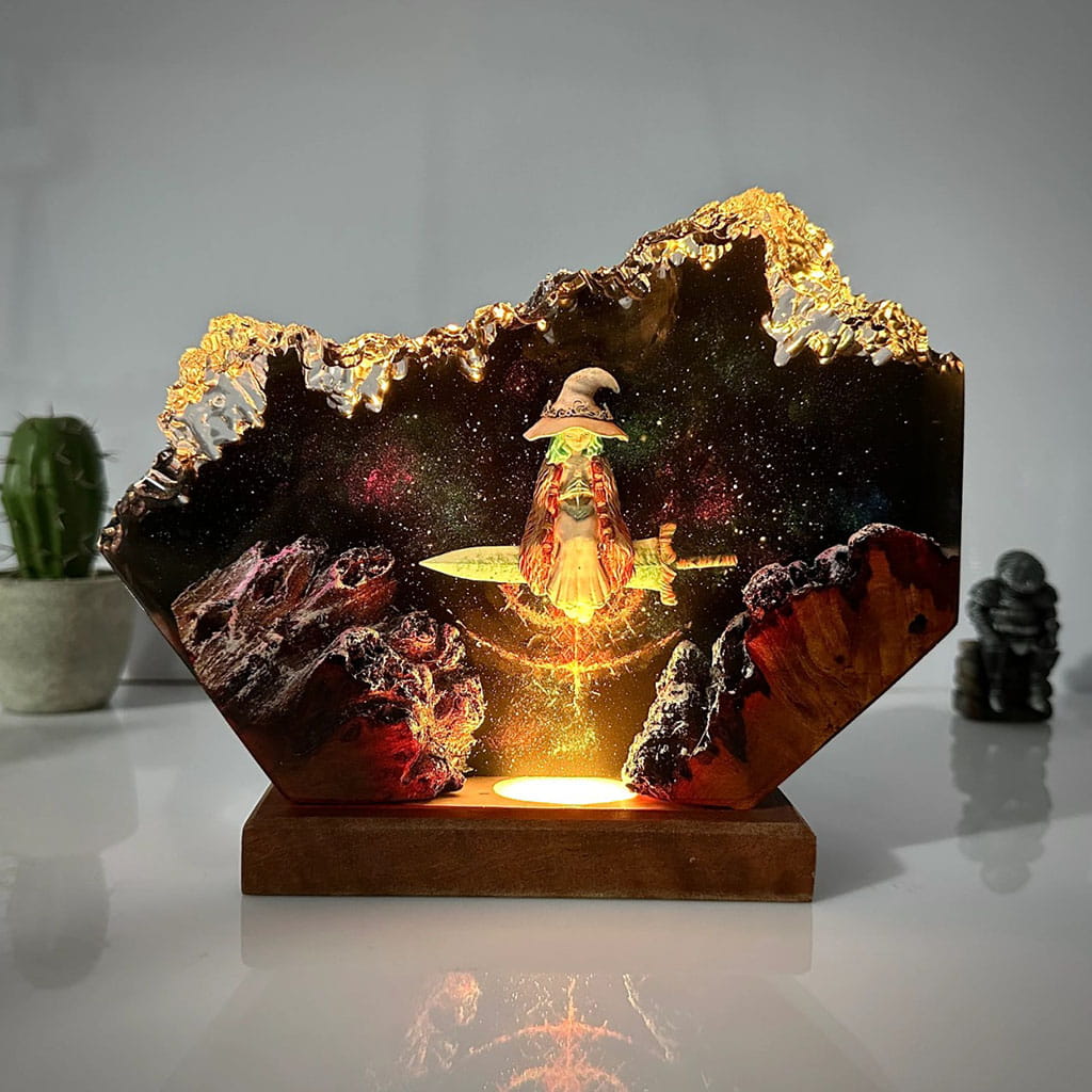 Ranni Resin Lamp Elden Ring Handmade Epoxy Night Light Golden Glow