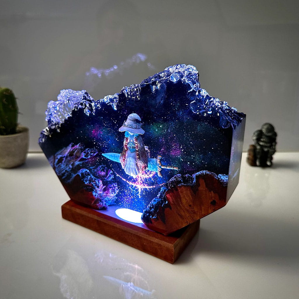 Ranni Resin Lamp Elden Ring Handmade Epoxy Night Light Side View