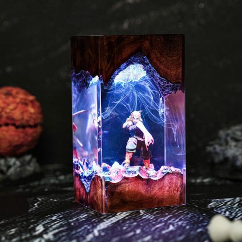 Rengoku Epoxy Night Light Blue Lightning Effect Display