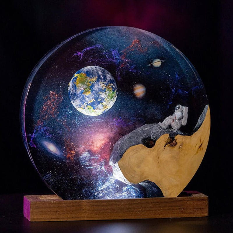 Round Earth Space Resin Night Light