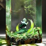 Sanemi Shinazugawa Epoxy Lamp Green Glow Night Light Detail