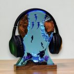 Scuba Diver Shark Resin Standing Lamp Desk Decor