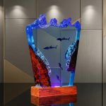 Scuba Shark Wave Resin Lamp Purple Glow