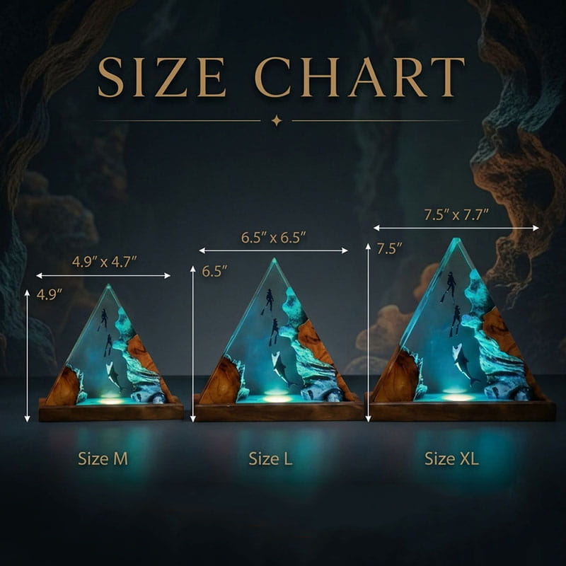 Shark Diver Resin Lamp Size Chart