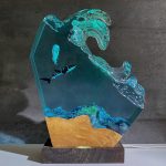 Shark Ocean Wave Lamp Teal LED Glow