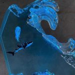Shark Wave Resin Lamp Close Up View