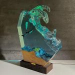 Shark Wave Resin Lamp Green Glow Edge