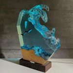 Shark Wave Resin Lamp Soft Blue Glow