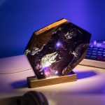 Spaceship Astronaut Resin Lamp Blue Glow