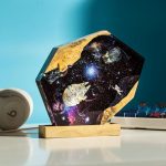 Spaceship Galaxy Resin Lamp Teal Background