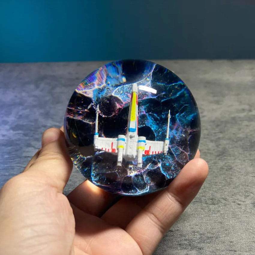 Spaceship Resin Globe Lamp Hand Held