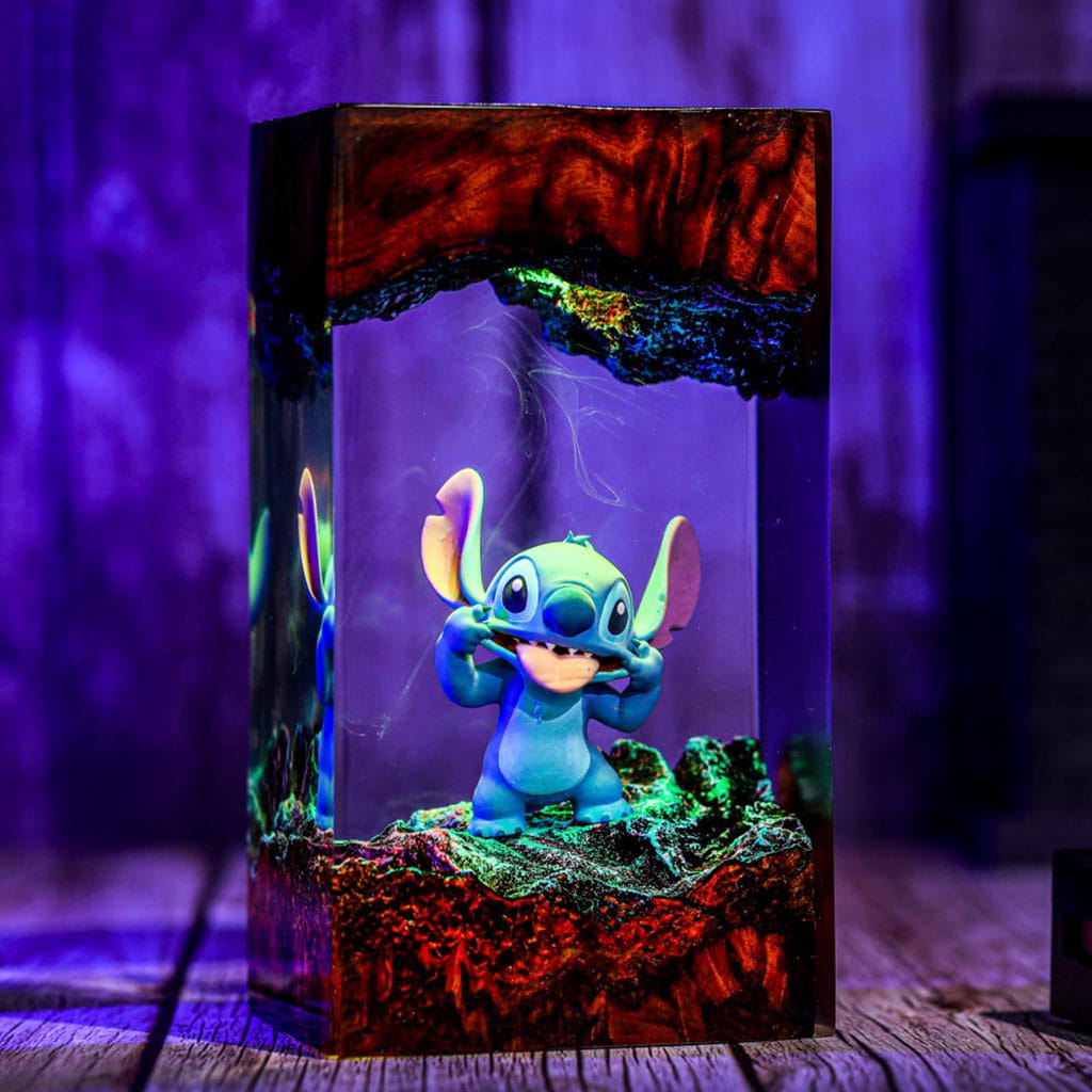 Stitch Night Light Handmade Resin Lamp Purple Sunset Scene