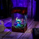 Stitch Resin Lamp Handmade Epoxy Night Light Purple Glow