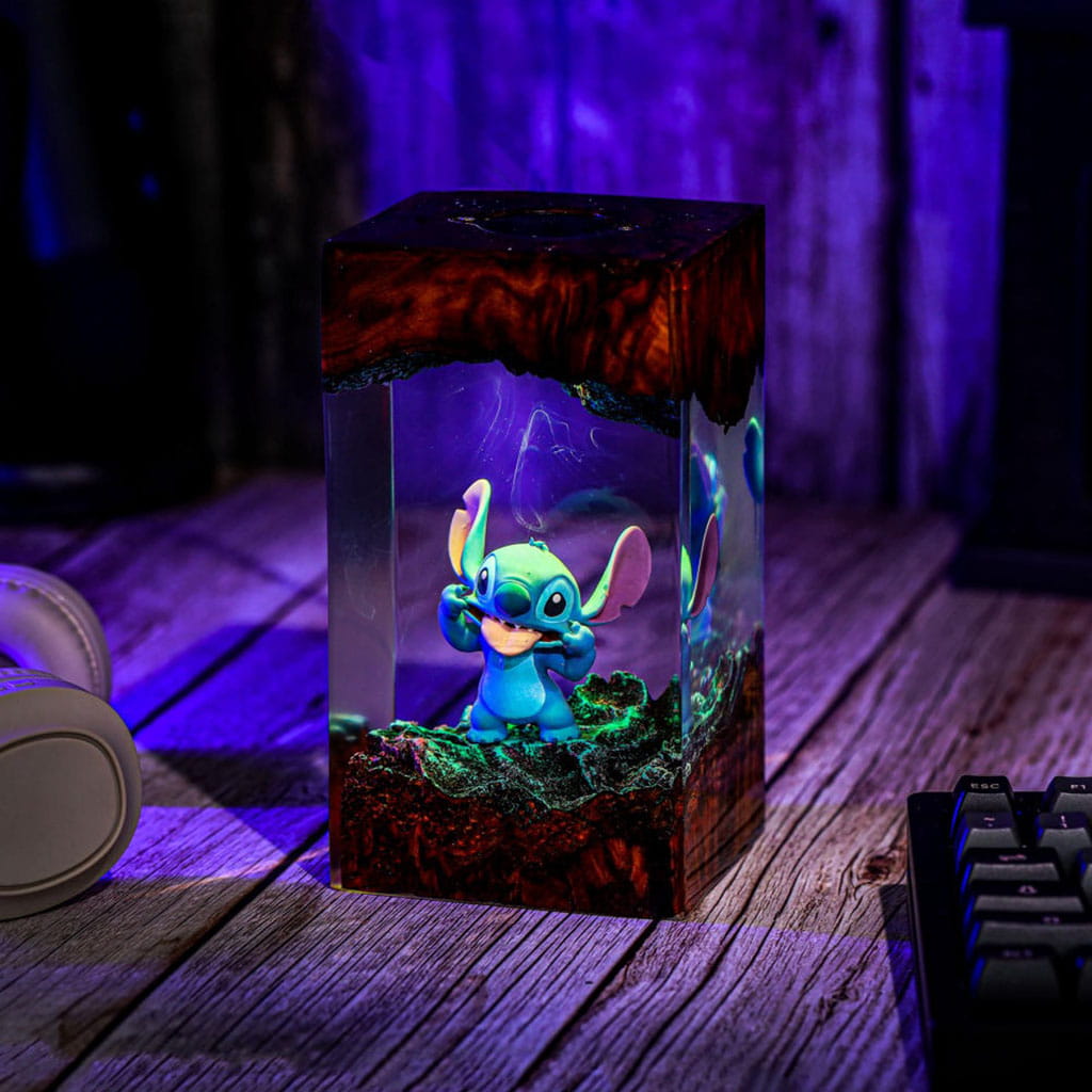 Stitch Resin Lamp Handmade Epoxy Night Light Purple Glow