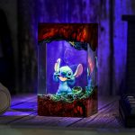 Stitch Resin Lamp Pink Glow Handmade Night Light Front View