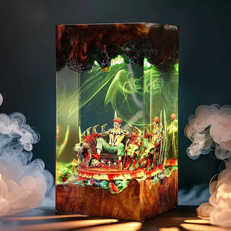 Sukuna Epoxy Lamp Green Smoke Effect Night Light Handmade