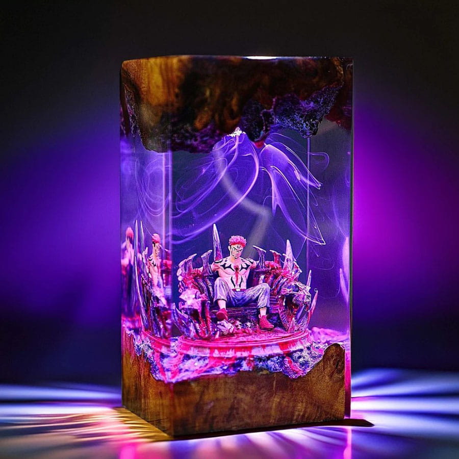 Sukuna Epoxy Lamp Purple Glow Handmade Night Light Display