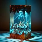 Sukuna Epoxy Night Light Teal Glow Handmade Resin Lamp