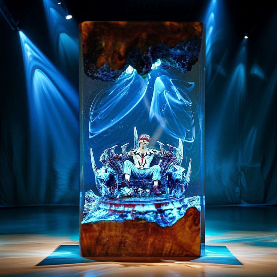 Sukuna Resin Lamp Blue Glow Jujutsu Kaisen Night Light
