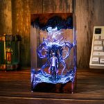 Sung Jinwoo Resin Lamp Shadow Monarch Solo Leveling Handmade Epoxy Night Light Blue Glow