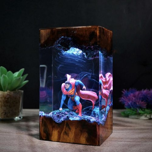 Superman Night Light Front View Epoxy Resin Decor