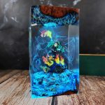 Tanjiro Flame Sword Resin Lamp Demon Slayer Handmade Epoxy Night Light Cyan Blue