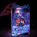 Tanjiro Flame Sword Resin Lamp Demon Slayer Handmade Epoxy Night Light Glowing in Dark