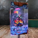 Tanjiro Flame Sword Resin Lamp Demon Slayer Handmade Epoxy Night Light Violet Blue
