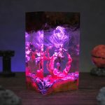 Tanjiro and Nezuko Hinokami Kagura Resin Lamp Demon Slayer Purple Light