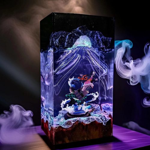 Tanjiro and Nezuko Resin Lamp Demon Slayer Handmade Epoxy Anime Night Light