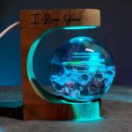Teal Glow Galaxy Globe Resin Night Light