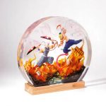 Tengen vs Gyutaro Resin Lamp Demon Slayer Handmade Epoxy Night Light Angle View