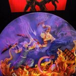 Tengen vs Gyutaro Resin Lamp Demon Slayer Handmade Epoxy Night Light Battle Scene Detail