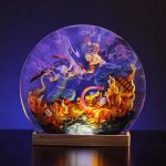 Tengen vs Gyutaro Resin Lamp Demon Slayer Handmade Epoxy Night Light Purple Glow