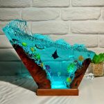 Turtle Manta Ray Epoxy Light Blue Glow