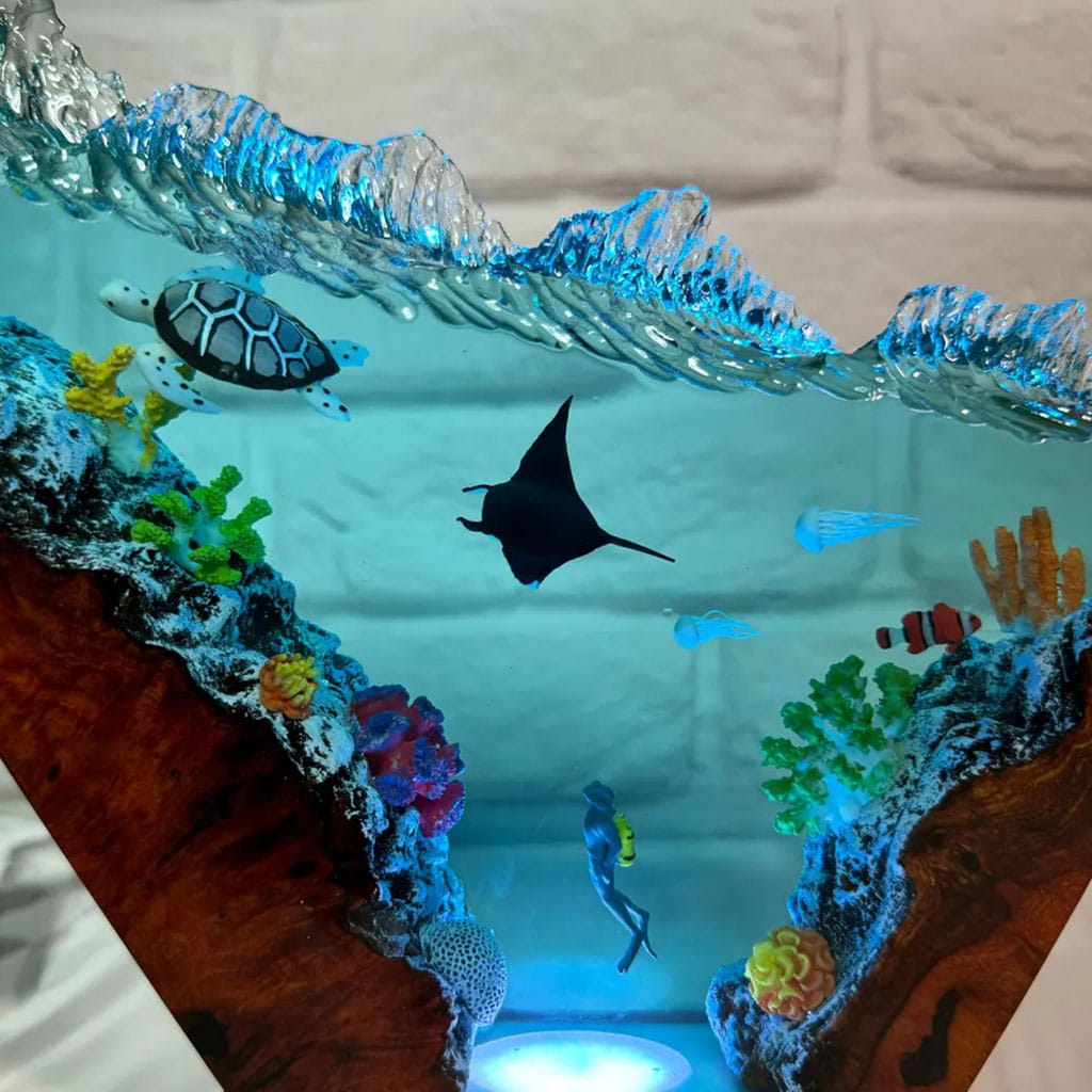 Turtle Manta Ray Wave Lamp Close Up