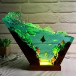 Turtle Reef Epoxy Lamp Green LED Glow